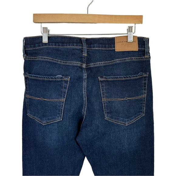 Lucky Brand 410 Athletic Slim Jeans Dark Wash Whiskering Size 32/32 - Picture 7 of 13